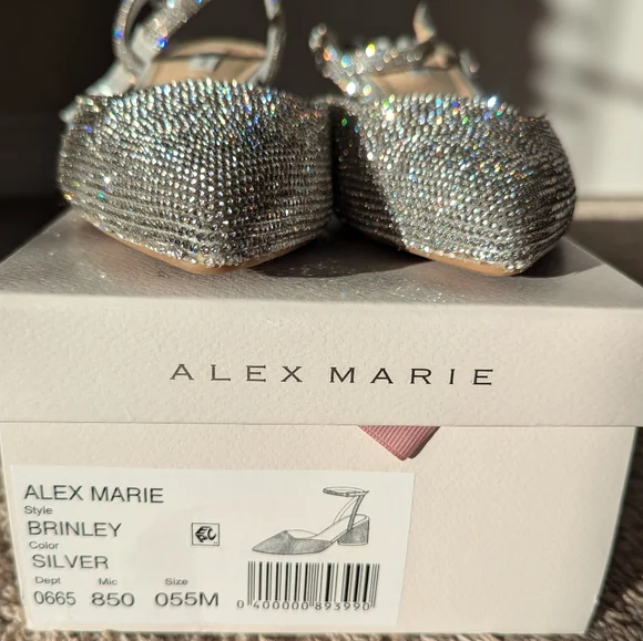 Alex Marie Brinley Rhinestone Round Heel Pumps, Size 5.5, Color Silver - Picture 12 of 13